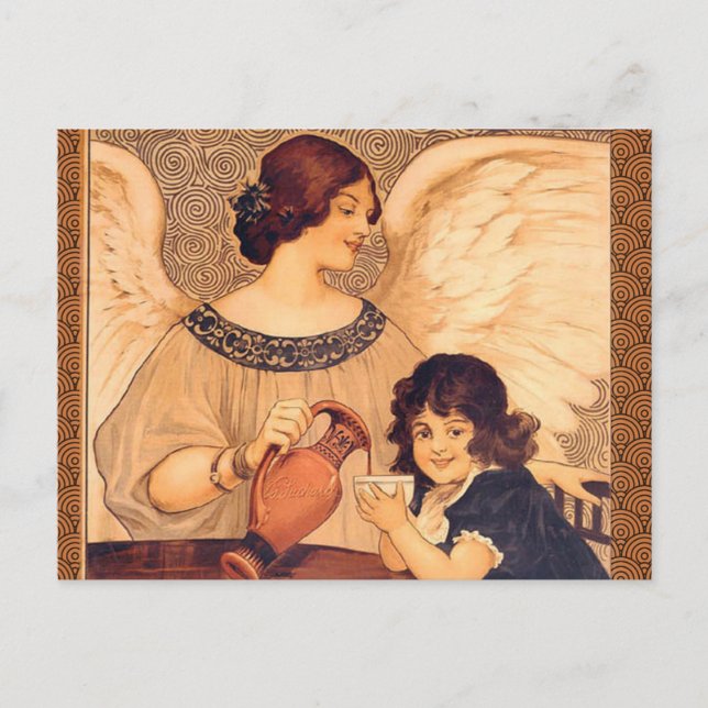Chocolate Angel Fransk Antik Vykort (Framsida)