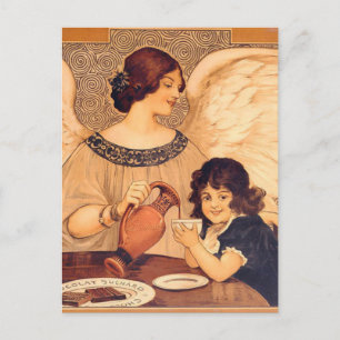 Chocolate Angel Fransk Antik Vykort