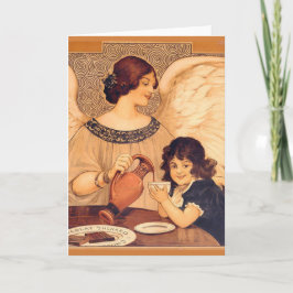 Chocolate Angel Fransk Antique Helgkort