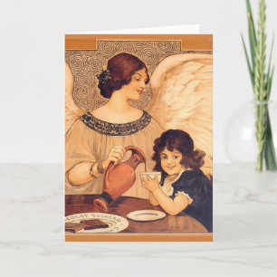 Chocolate Angel Fransk Antique Helgkort