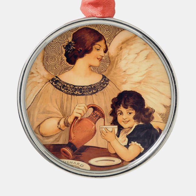 Chocolate Angel Fransk Antique Julgransprydnad Metall (Framsidan)