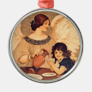 Chocolate Angel Fransk Antique Julgransprydnad Metall