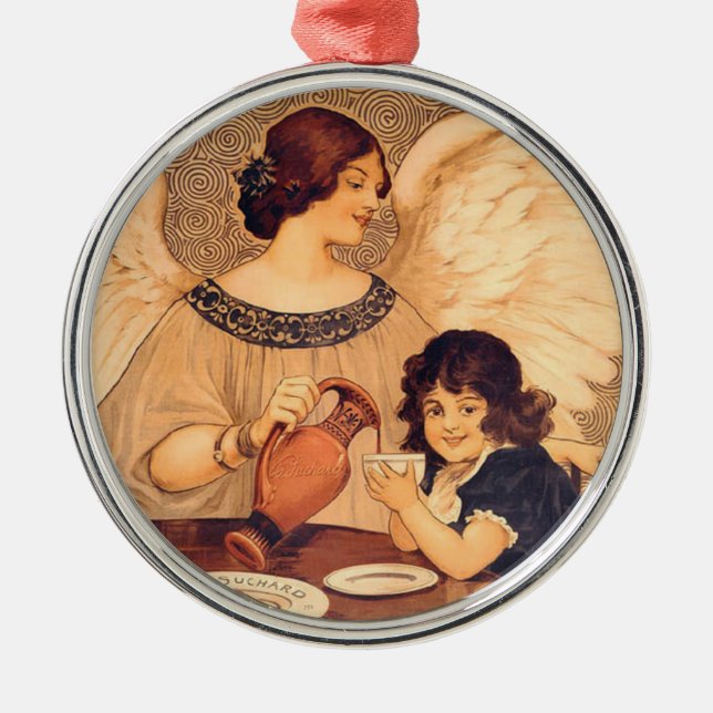 Chocolate Angel Fransk Antique Julgransprydnad Metall (Framsidan)