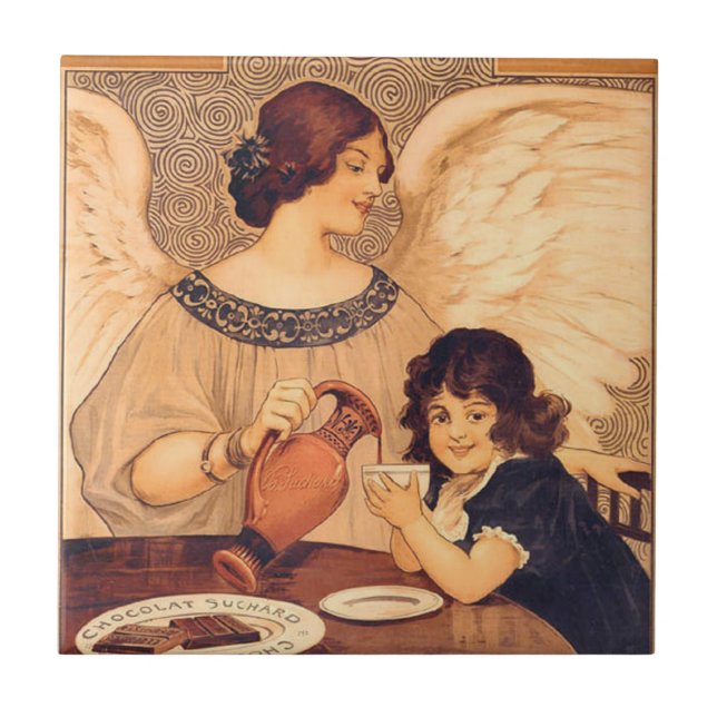 Chocolate Angel Fransk Antique Kakelplatta (Framsidan)