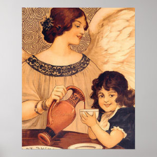 Chocolate Angel Fransk Antique Poster