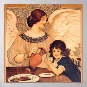 Chocolate Angel Fransk Antique Poster