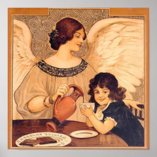 Chocolate Angel Fransk Antique Poster