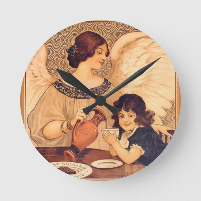 Chocolate Angel Fransk Antique Rund Klocka (Framsida)