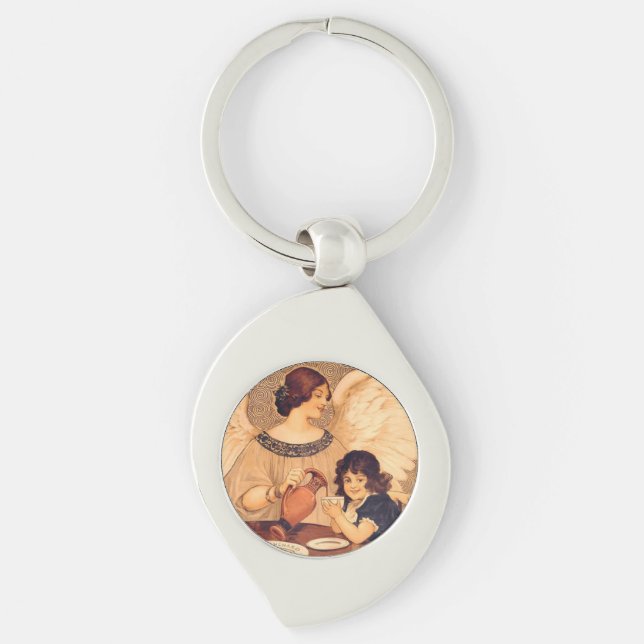 Chocolate Angel Fransk Antique Swirl Silverfärgad Nyckelring (Framsidan)