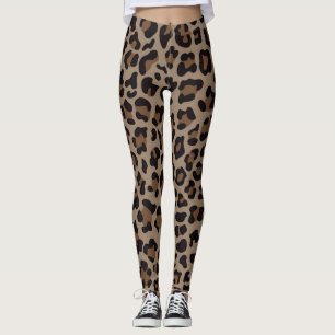 Chocolate Animal Print Kvinnors läder Leggings