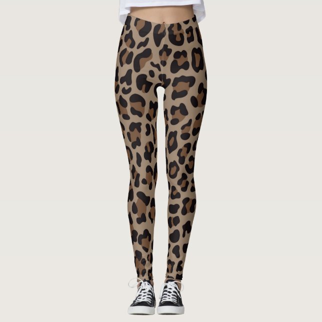 Chocolate Animal Print Kvinnors läder Leggings (Framsida)