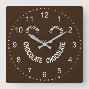 Chocolate Ansikte Text Fyrkantig Klocka