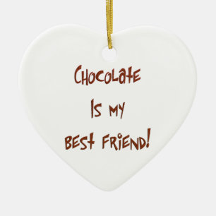Chocolate är min bästa vän Br. Hjärtprydnad Julgransprydnad Keramik