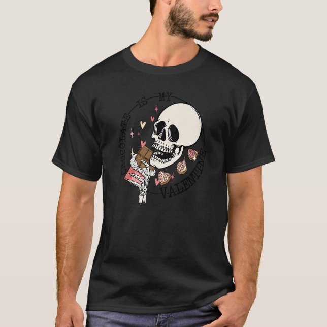 Chocolate är min Valentine Skull, par Kärlek-valen T Shirt (Framsida)