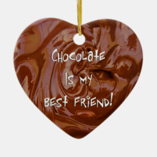 Chocolate är mitt bästa hjärteornament julgransprydnad keramik
