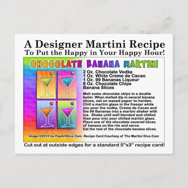 Chocolate Banana Martini Recipe Postcard Vykort (Framsida)