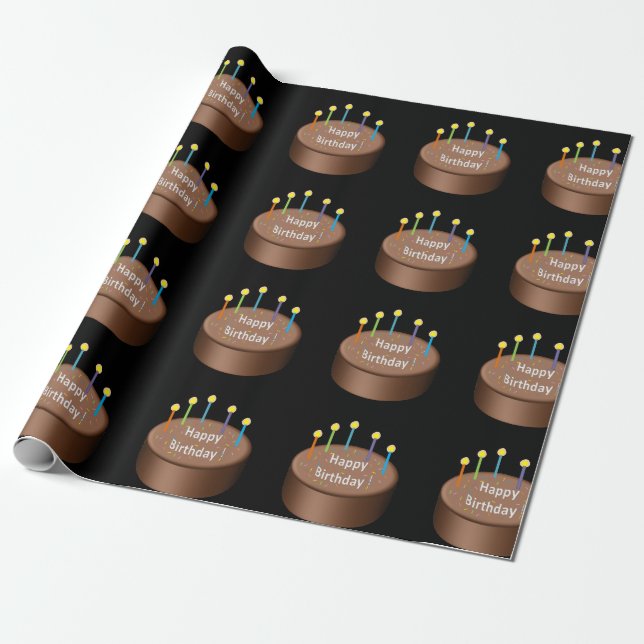 Chocolate Birthday Cake Candles Presentpapper (Utrullad)
