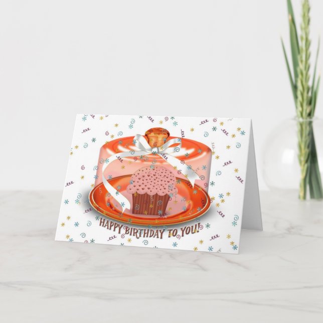 Chocolate Birthday Cupcoa Kort (Framsida)