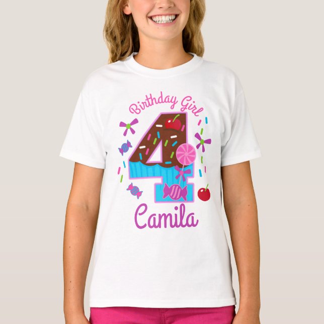 Chocolate Birthday Girl Fjärde T Shirt (Framsida)