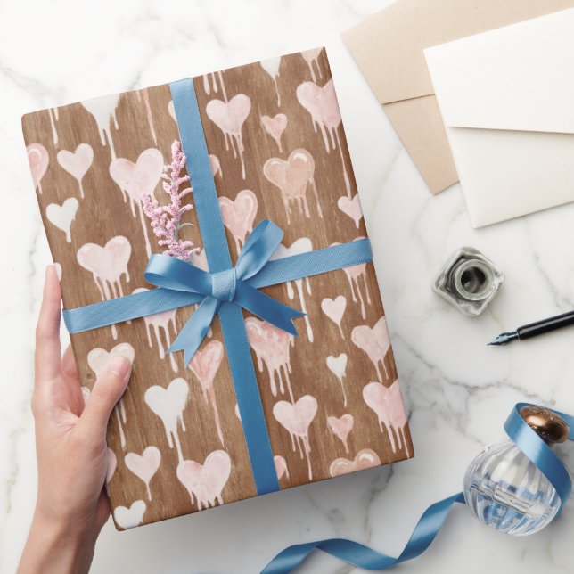 Chocolate Blush Pink Cream Hearts Valentine's Day Presentpapper (Gifting)