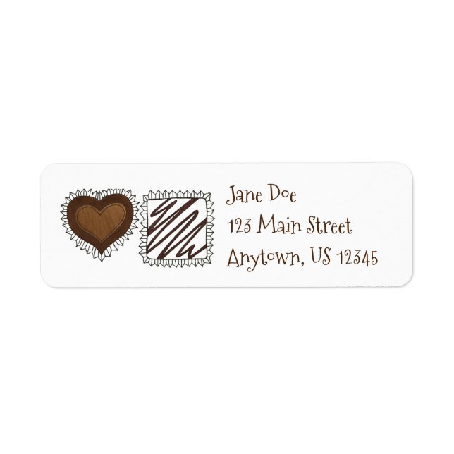 Chocolate Bon Candy Valentine Day Sweets Returadress Etikett (Framsidan)