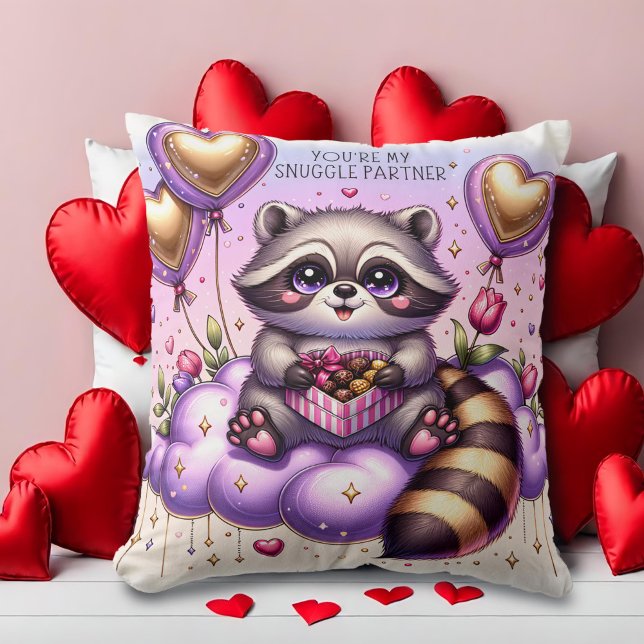 Chocolate Box Raccoon Valentiness Kudde (Skapare uppladdad)