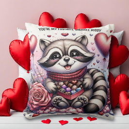 Chocolate Box Snuggle Raccoon-Valentineser Kudde