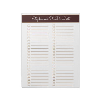 Chocolate Brown 8.5x11 Two Column Checklist Anteckningsblock