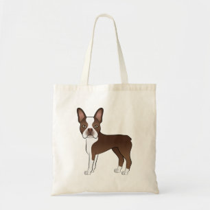 Chocolate Brown Boston Terrier Cute Tecknad hund Tygkasse