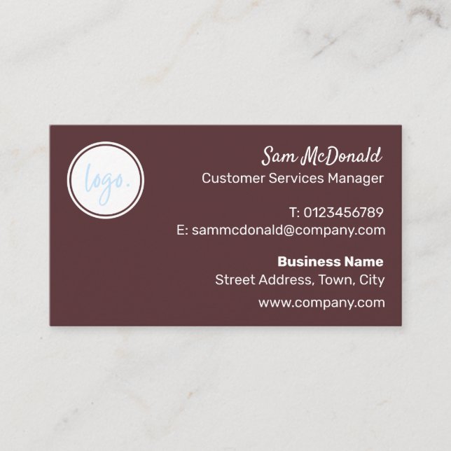 CHOCOLATE BROWN Business LOGOTYP COMPANY BRAND Visitkort (Framsida)