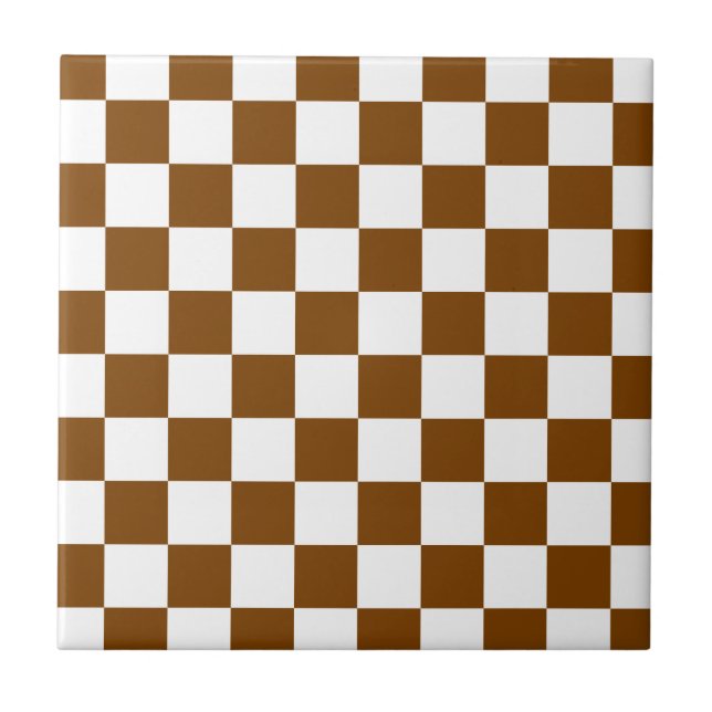 Chocolate Brown Checks Kakelplatta (Framsidan)