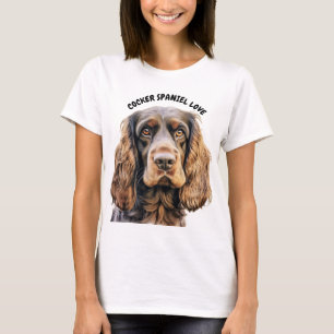 CHOCOLATE BROWN COCKER SPANIEL HUND ANSIKTE T SHIRT