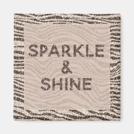 Chocolate Brown Cream  Zebra Glitter Dream Magnet