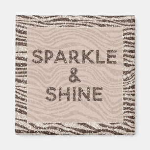 Chocolate Brown Cream Zebra Glitter Dream Magnet