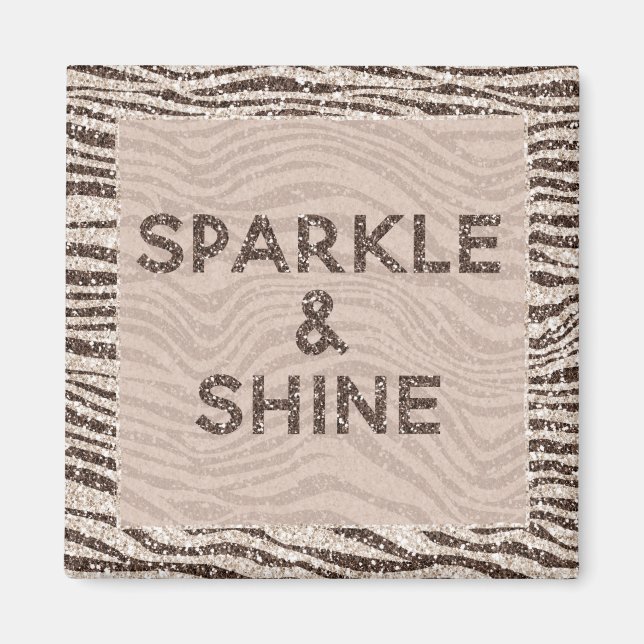 Chocolate Brown Cream  Zebra Glitter Dream Magnet (Framsidan)