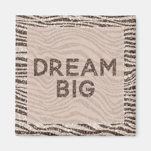 Chocolate Brown Cream Zebra Glitter Dream Morsa Magnet