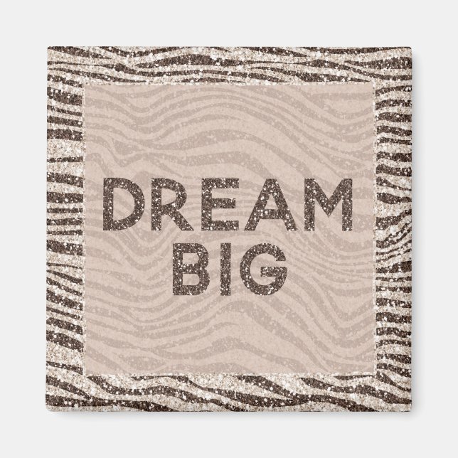 Chocolate Brown Cream  Zebra Glitter Dream Morsa Magnet (Framsidan)