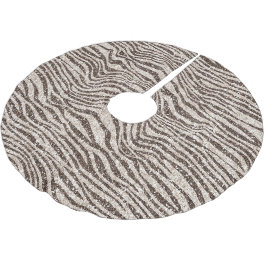 Chocolate Brown Cream Zebra Glitter Julgransmatta Borstad Polyester