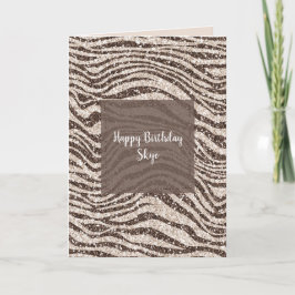 Chocolate Brown Cream  Zebra Glitter    Kort