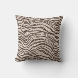 Chocolate Brown Cream  Zebra Glitter    Kudde