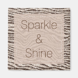 Chocolate Brown Cream  Zebra Glitter   Magnet