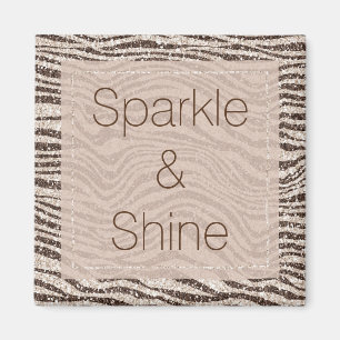 Chocolate Brown Cream Zebra Glitter Magnet