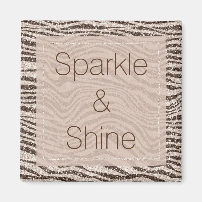 Chocolate Brown Cream  Zebra Glitter   Magnet (Framsidan)