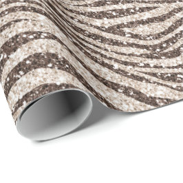Chocolate Brown Cream Zebra Glitter Presentpapper