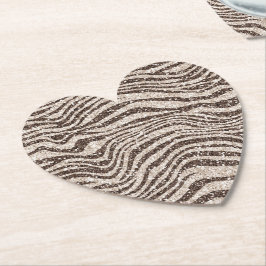 Chocolate Brown Cream Zebra Glitter Underlägg Papper