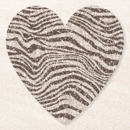 Chocolate Brown Cream  Zebra Glitter        Underlägg Papper