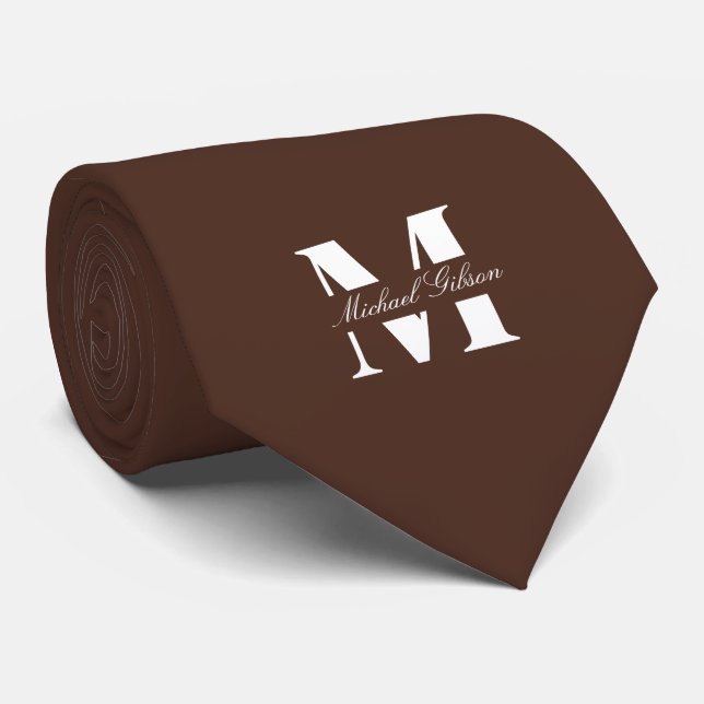 Chocolate Brown Custom Monogram Wedding Groomsmen  Slips (Rullad)