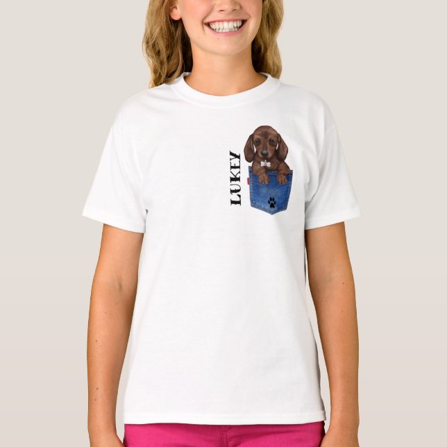 Chocolate Brown Dachshund Personlig T-shirt (Framsida)