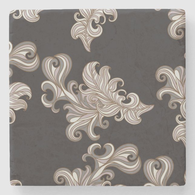 Chocolate Brown Damask Marble Underlägg (Framsidan)