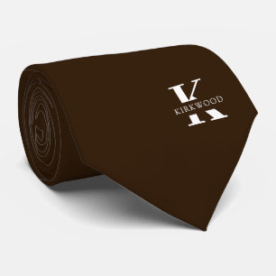 Chocolate Brown Elegant Monogram + Namn Slips